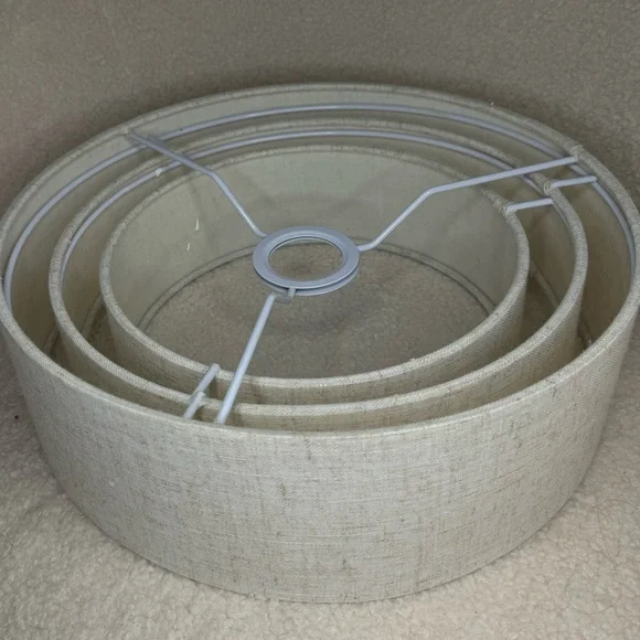 3 Tier Lamp Shade 13 inch Pendant, Floor Lamps, Hanging Light Cover Beige Linen - Picture 7 of 8